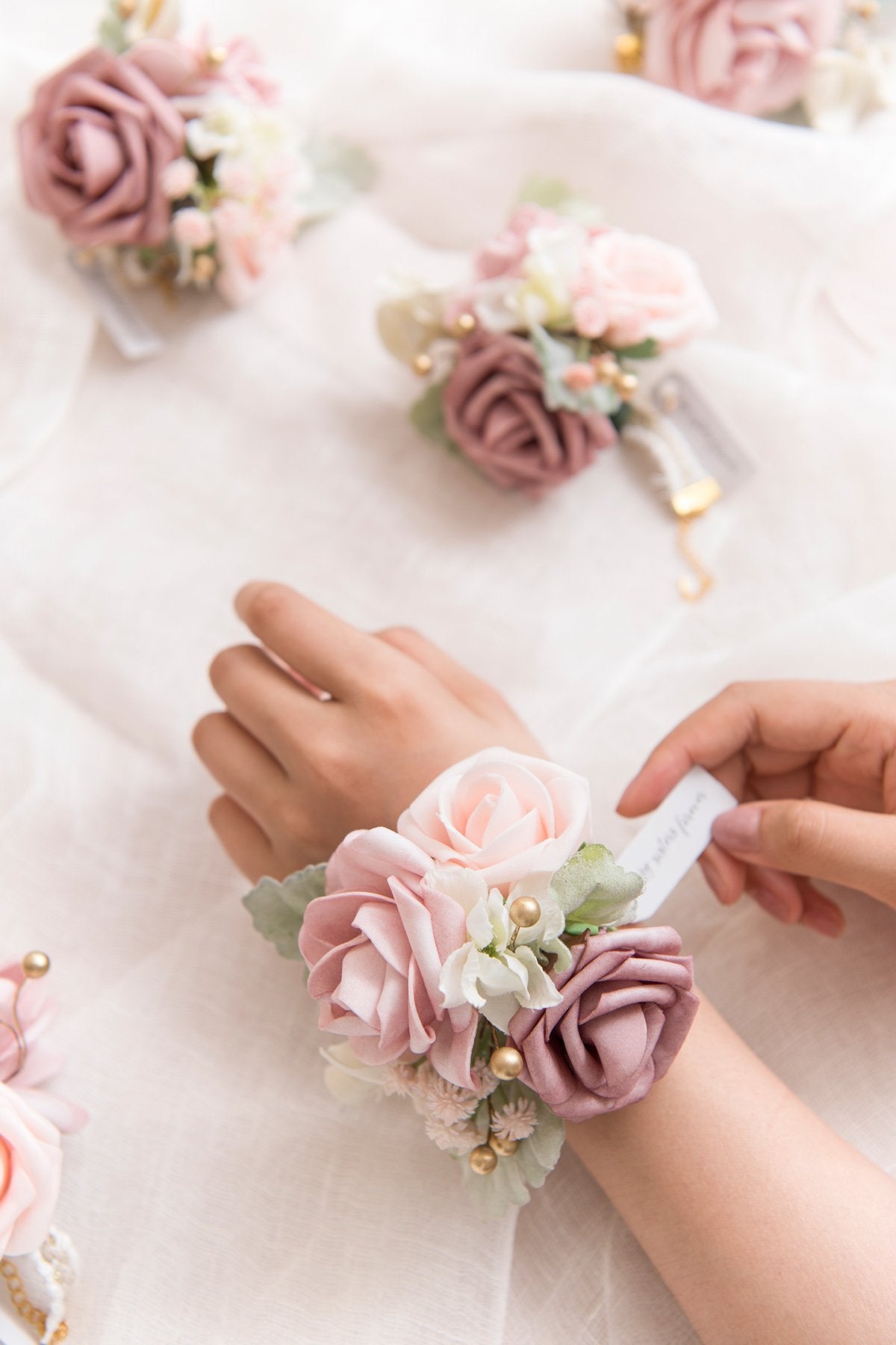 Wrist Corsages / Shoulder Corsages - Dusty Rose & Cream