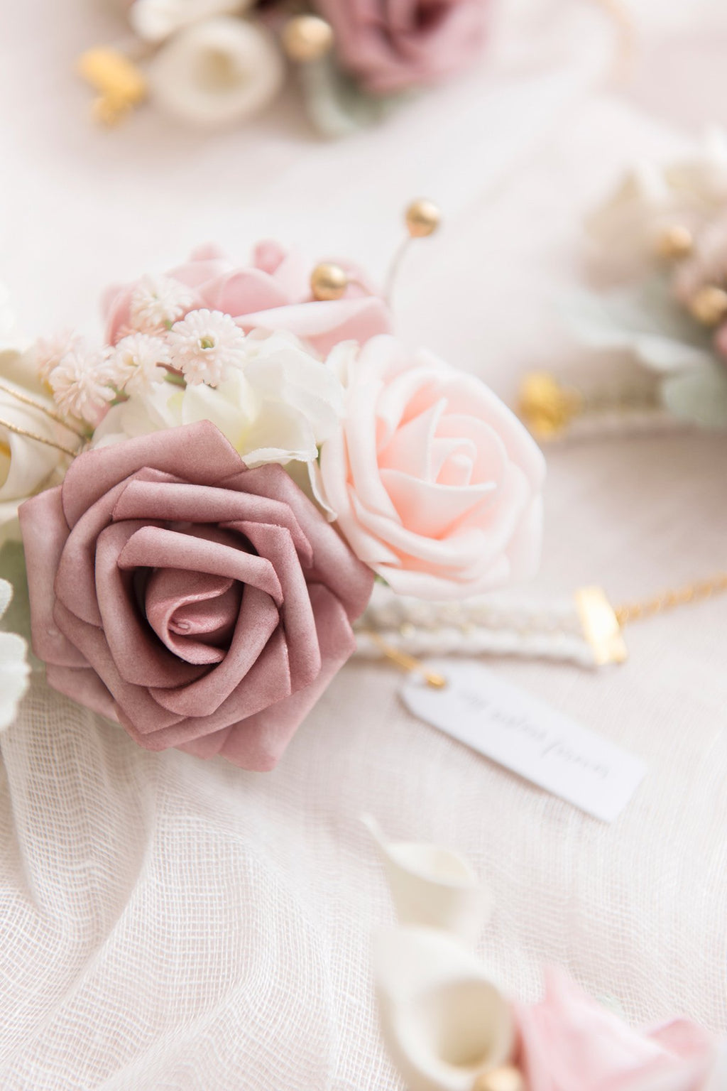 Wrist Corsages / Shoulder Corsages - Dusty Rose & Cream