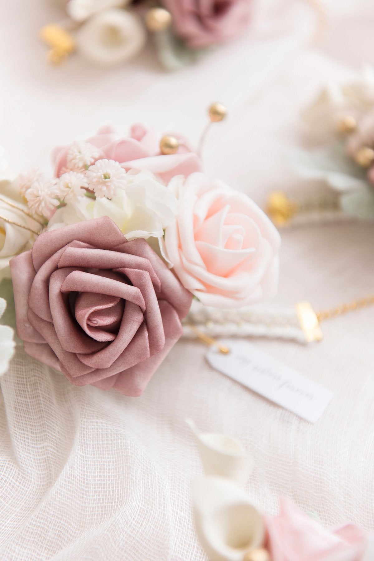 Wrist Corsages / Shoulder Corsages - Dusty Rose & Cream