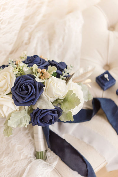 9" Bridesmaid Bouquet - Navy Blue - lingsDev