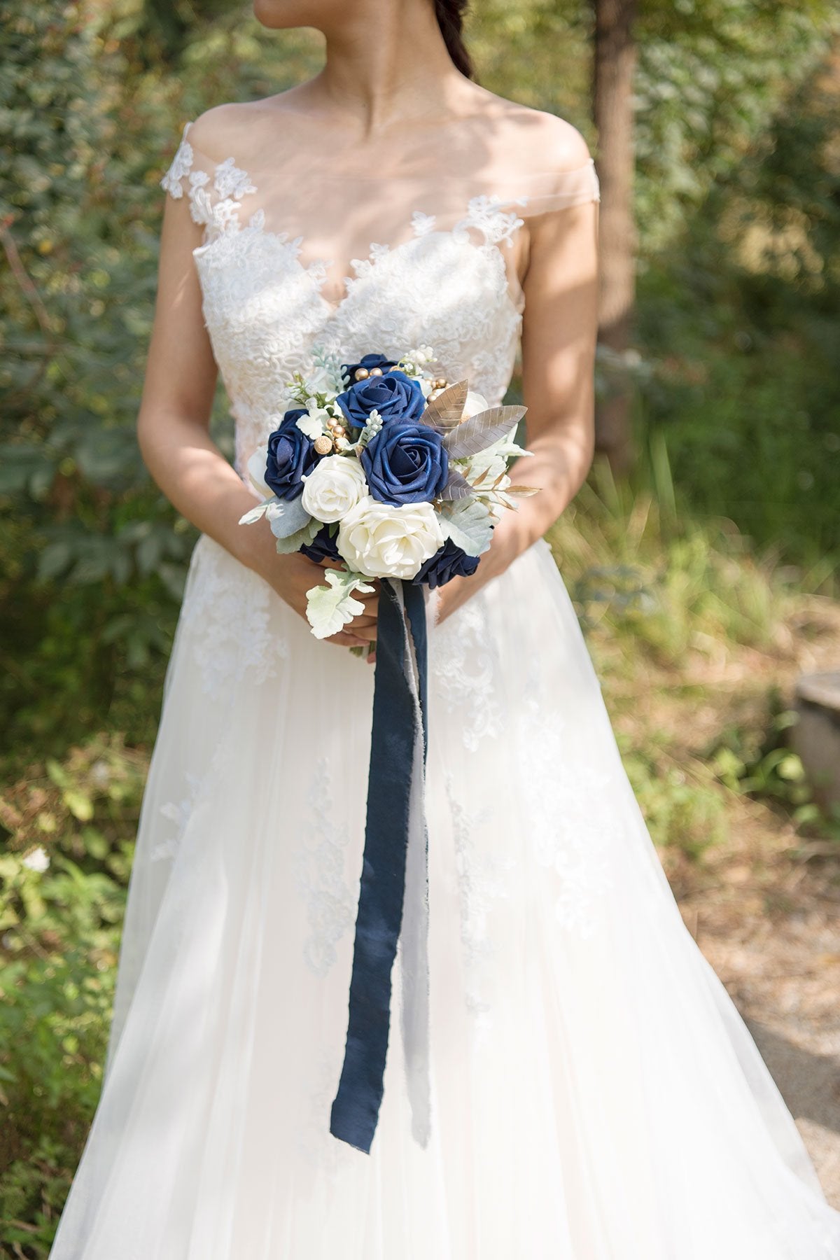 9" Bridesmaid Bouquet - Navy Blue - lingsDev