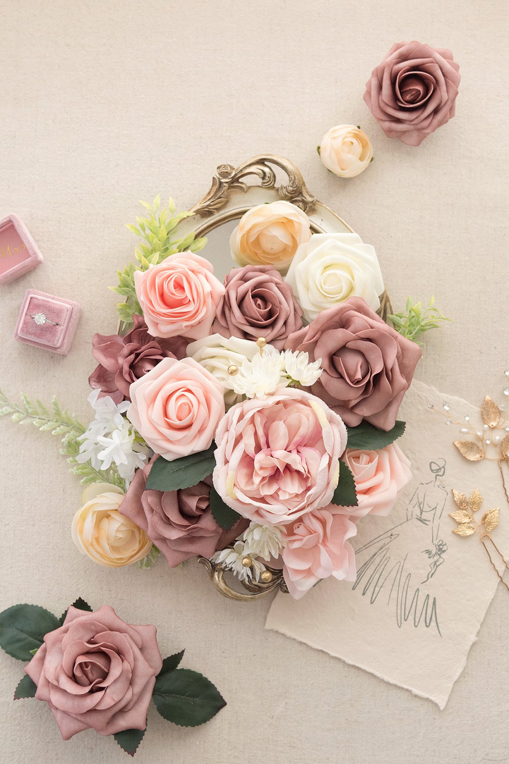 Dusty Rose Flowers Box Set - 20 Styles - lingsDev