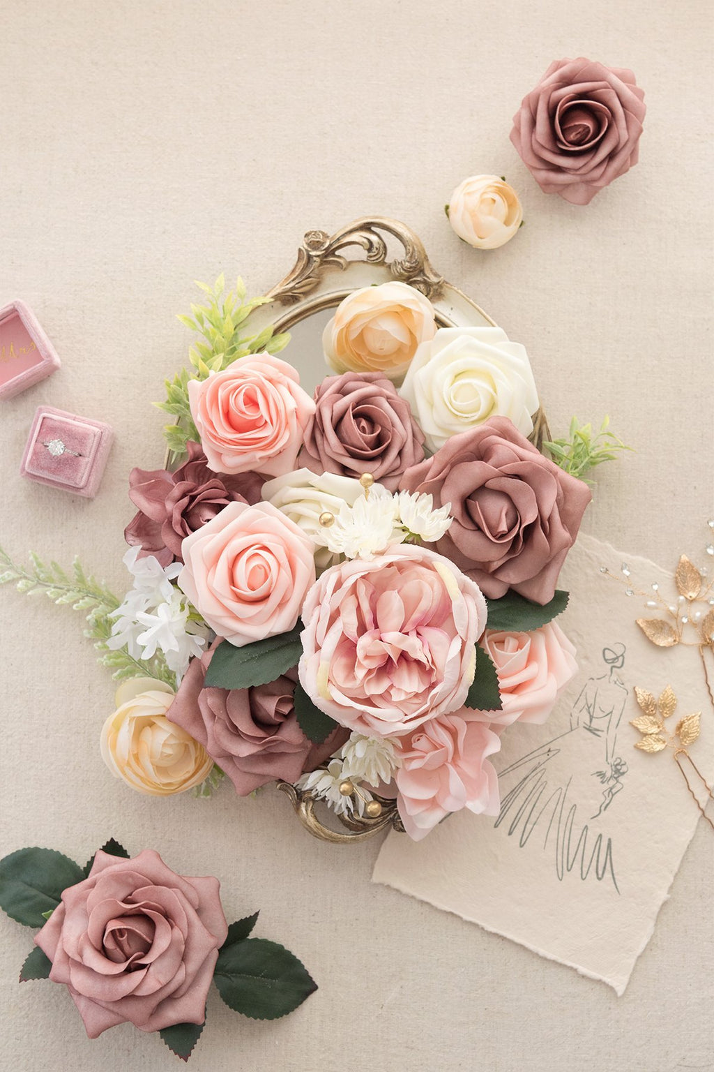 Dusty Rose Flowers Box Set - 20 Styles - lingsDev