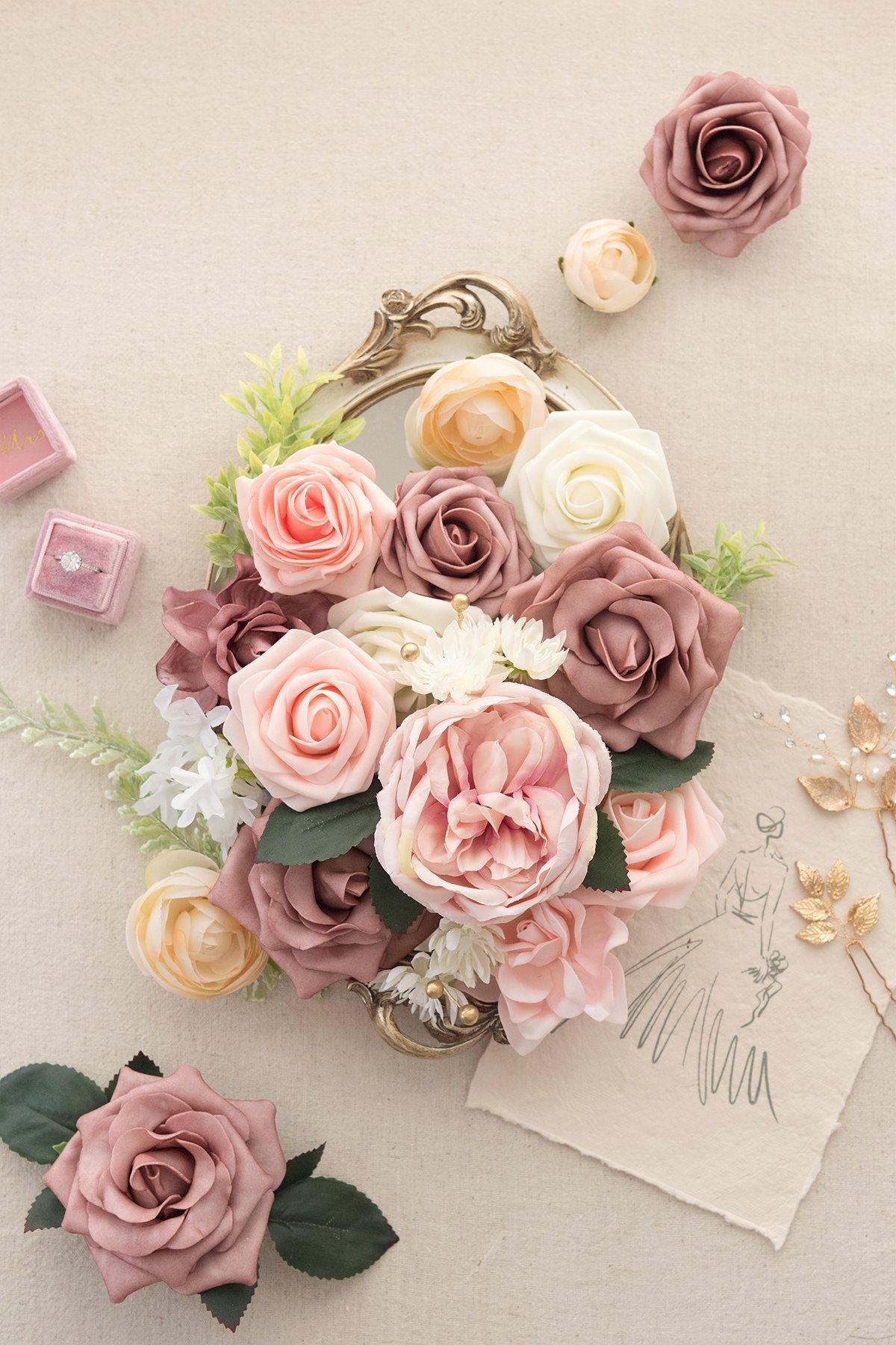 Dusty Rose & Burgundy Flowers Box Set - Garden Dusty Rose (Deluxe) - lingsDev