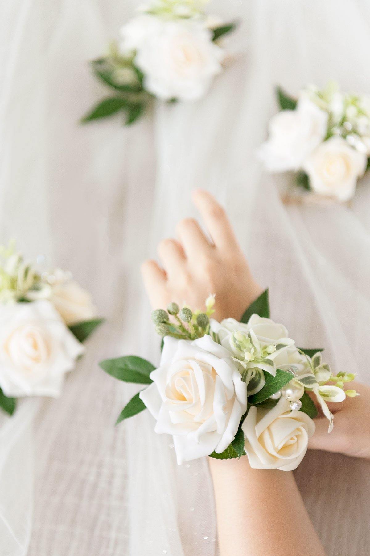 Wrist Corsages / Shoulder Corsages - Ivory & Cream - lingsDev