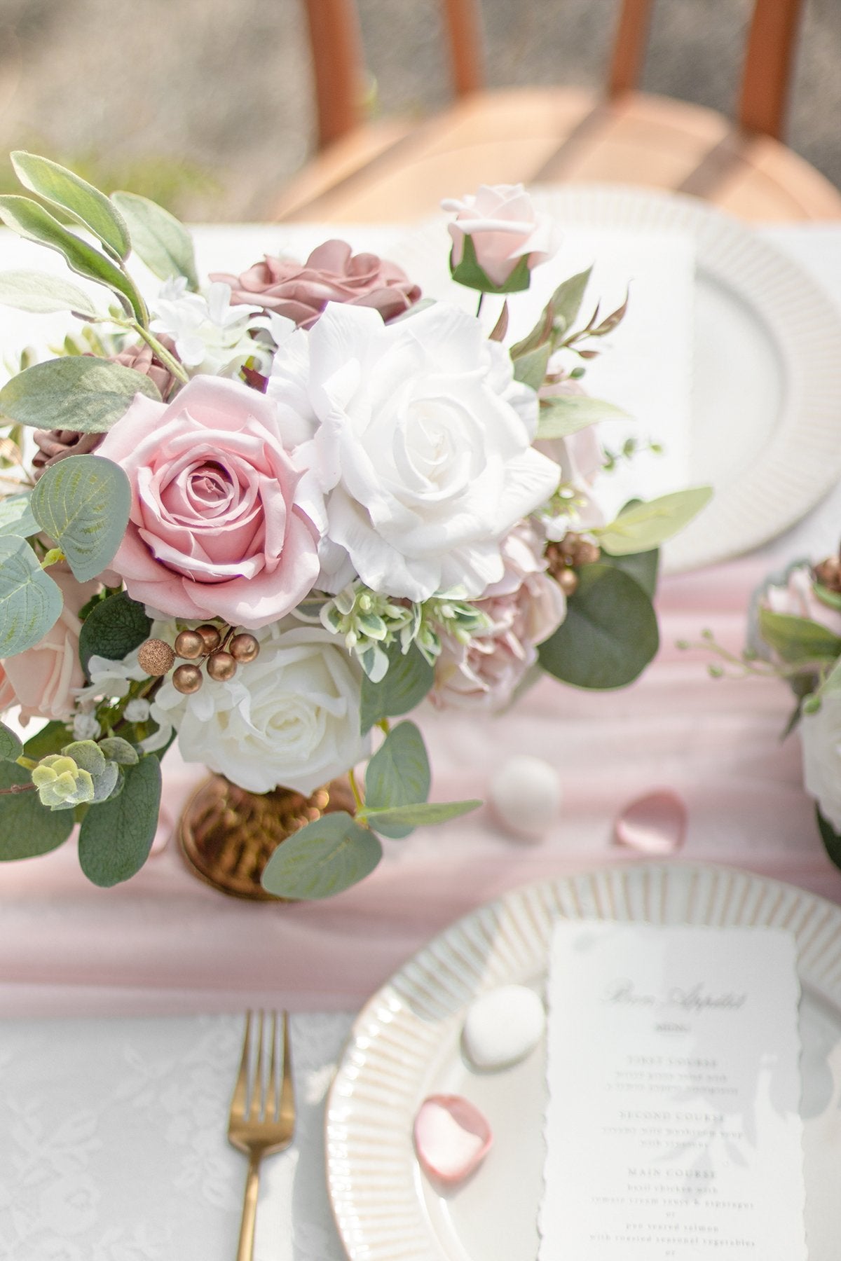 Assorted Size Half Moon Flower Ball Centerpiece (Set of 3) - Dusty Rose - lingsDev