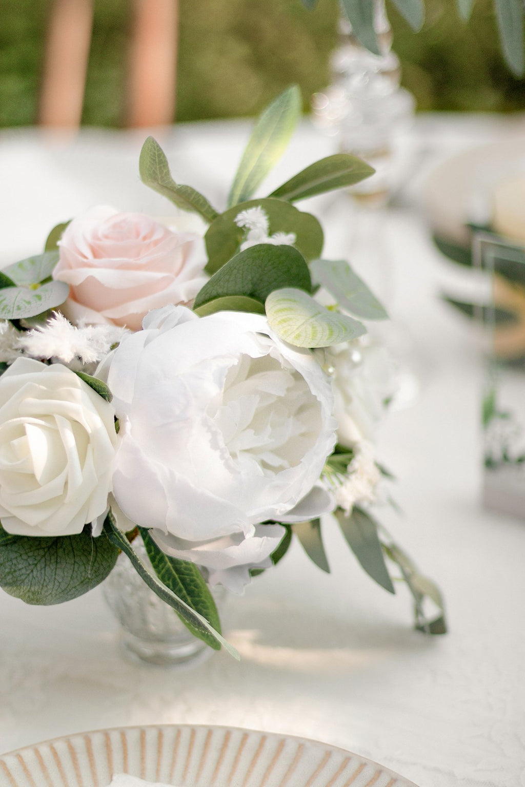 Half Moon Flower Ball Centerpiece (Set of 6) - White & Sage - lingsDev