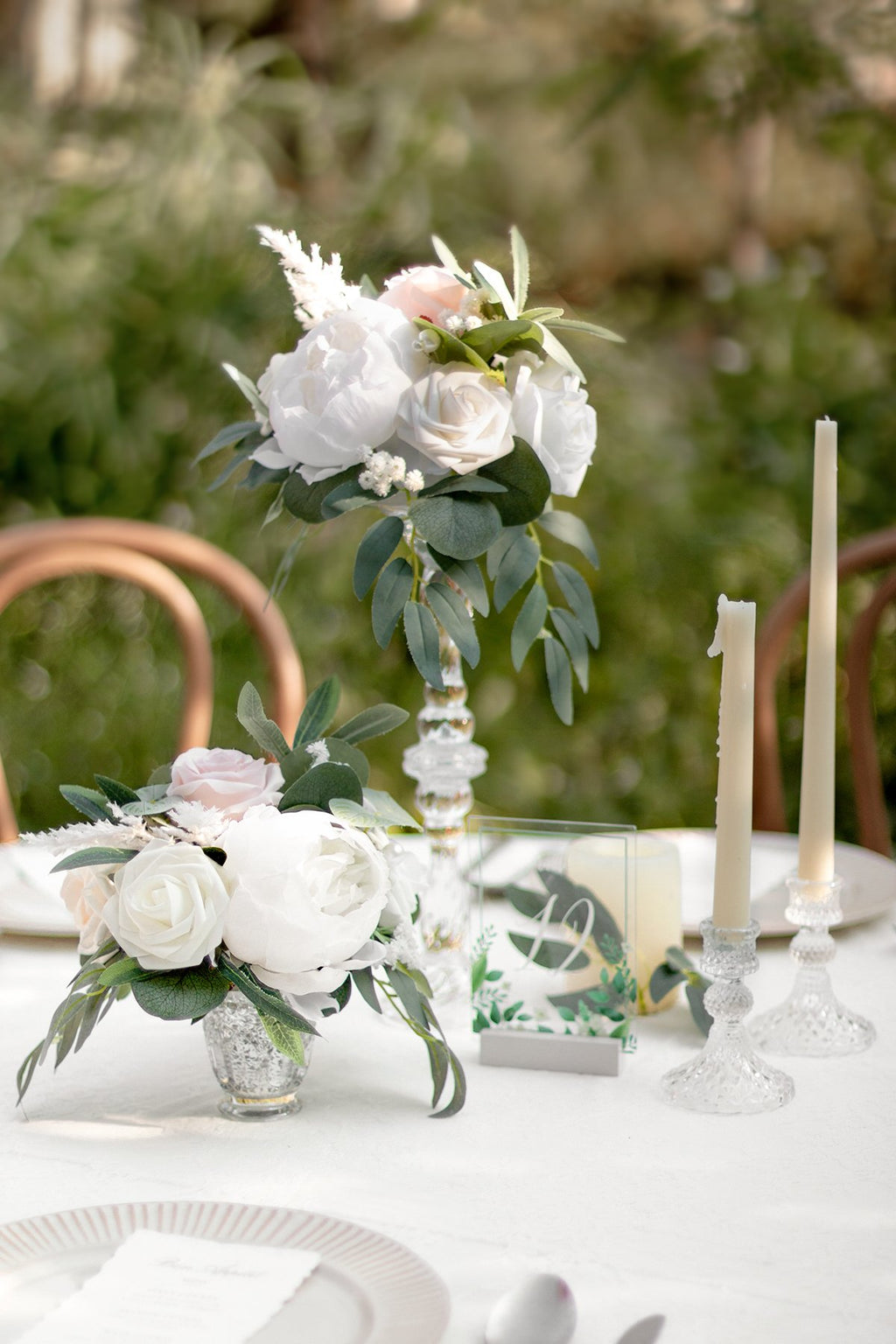 Half Moon Flower Ball Centerpiece (Set of 6) - White & Sage - lingsDev