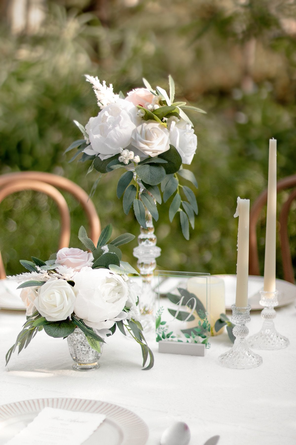 Half Moon Flower Ball Centerpiece (Set of 6) - White & Sage - lingsDev