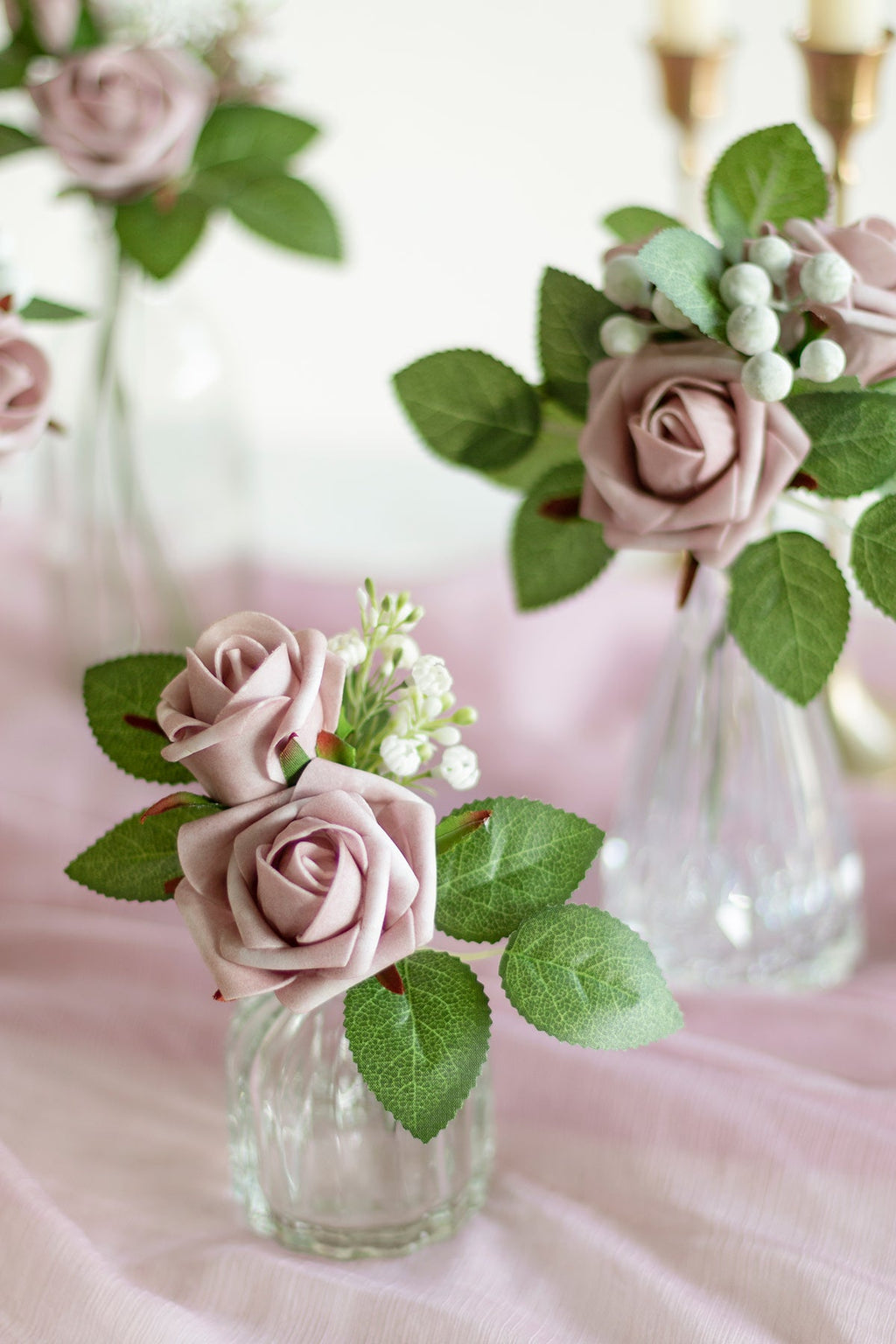 1.5"-2" Foam Rosebud & Petite Rose with Stem - 19 Colors