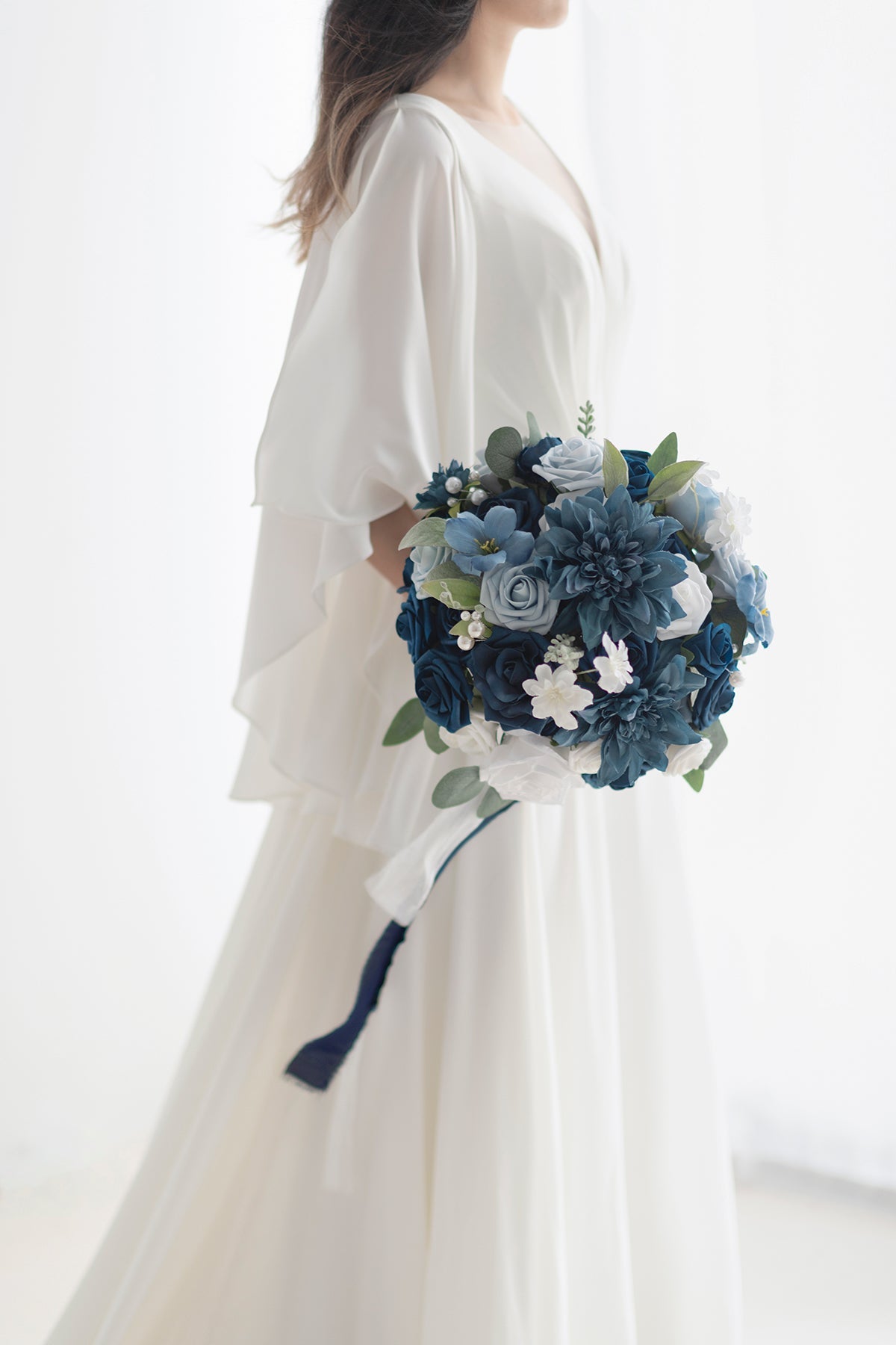 Standard Round Bridal Bouquet in Noble Navy Blue