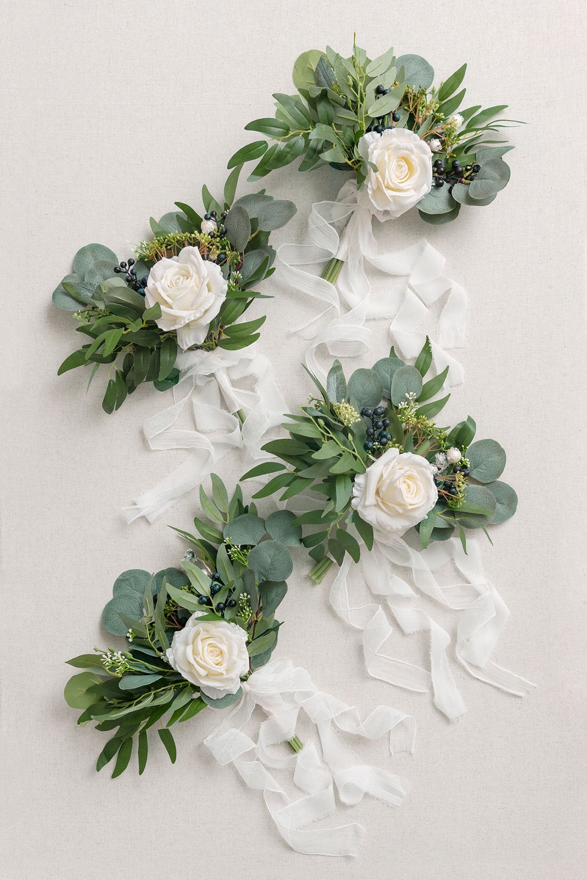 7" Bridesmaid Posy (Set of 4) - Natural Whites - lingsDev