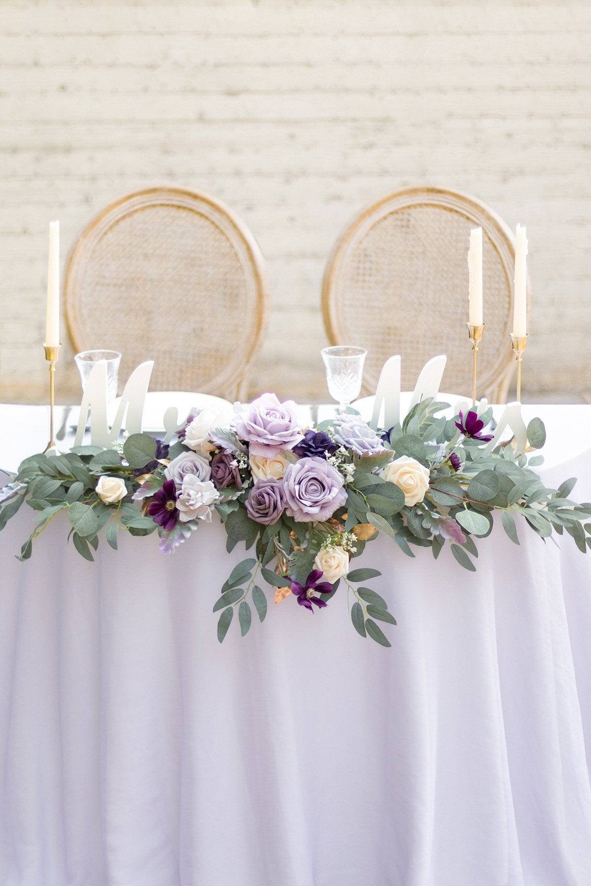 Flower Swag and Tablecloth for Sweetheart/Head Table - Lavender & Cream - lingsDev