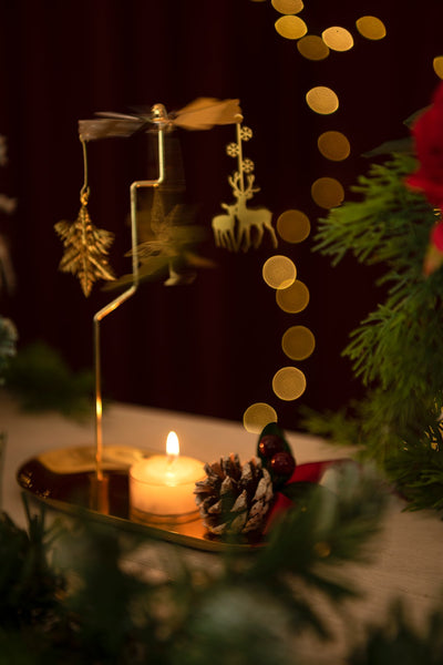 Christmas Golden Rotating Candle Holder - lingsDev