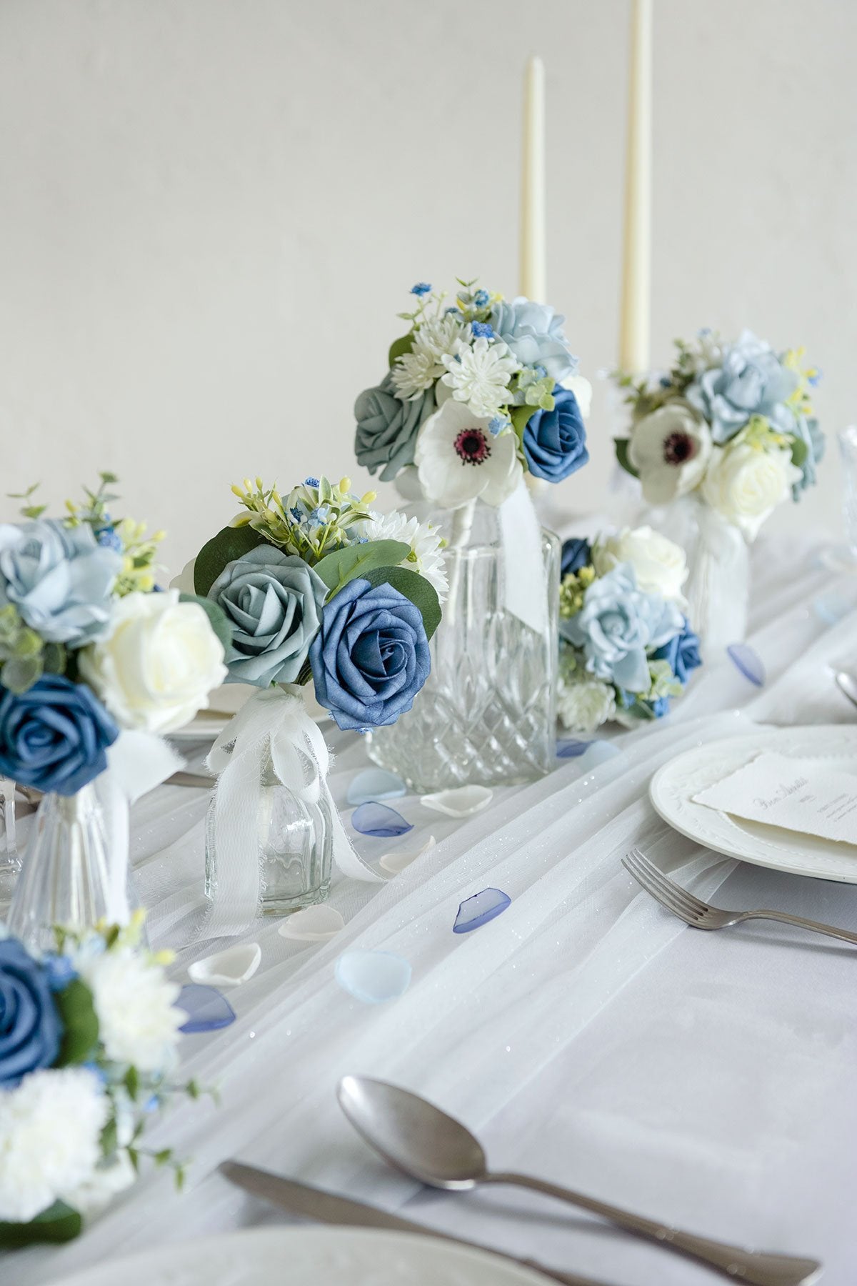 Centerpiece Mini Flower Bouquets (Set of 6) - Dusty Blue - lingsDev