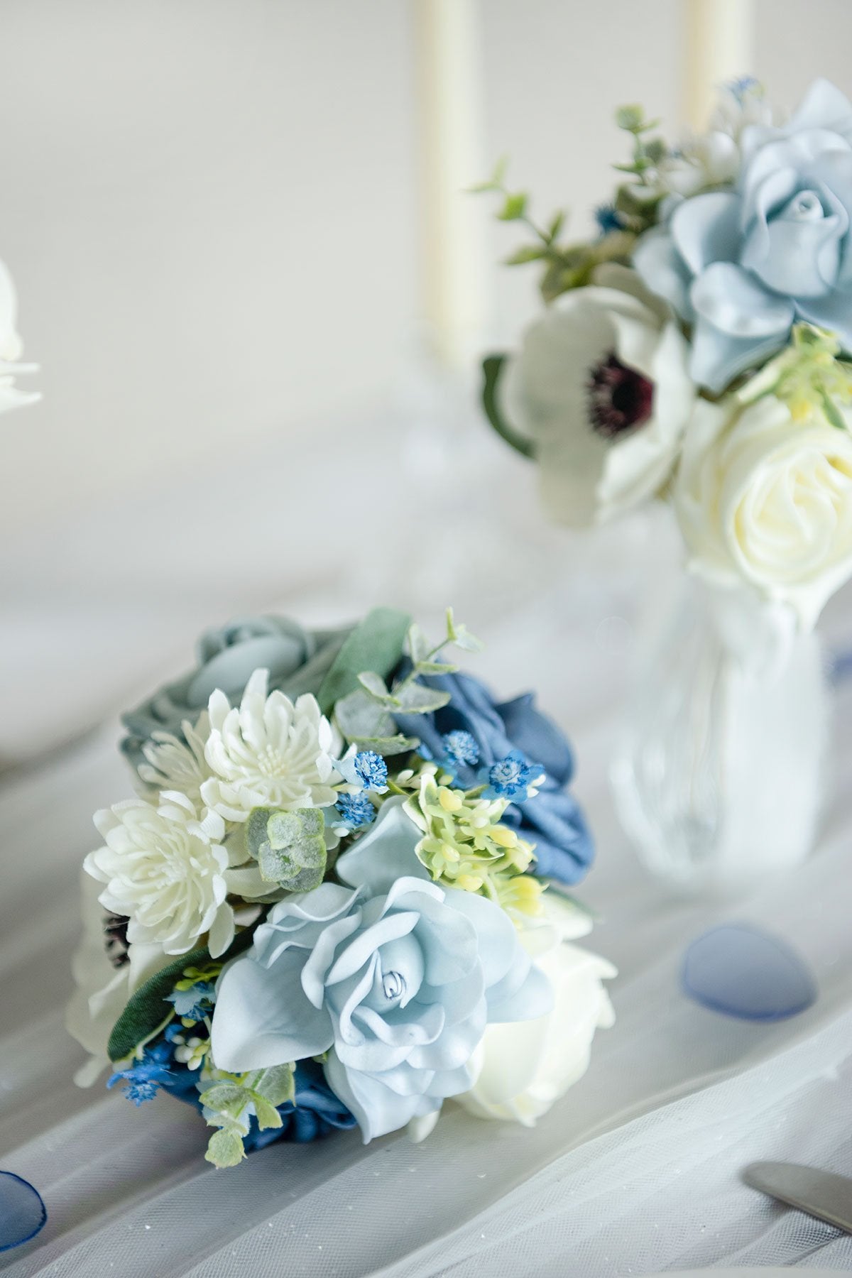 Centerpiece Mini Flower Bouquets (Set of 6) - Dusty Blue - lingsDev