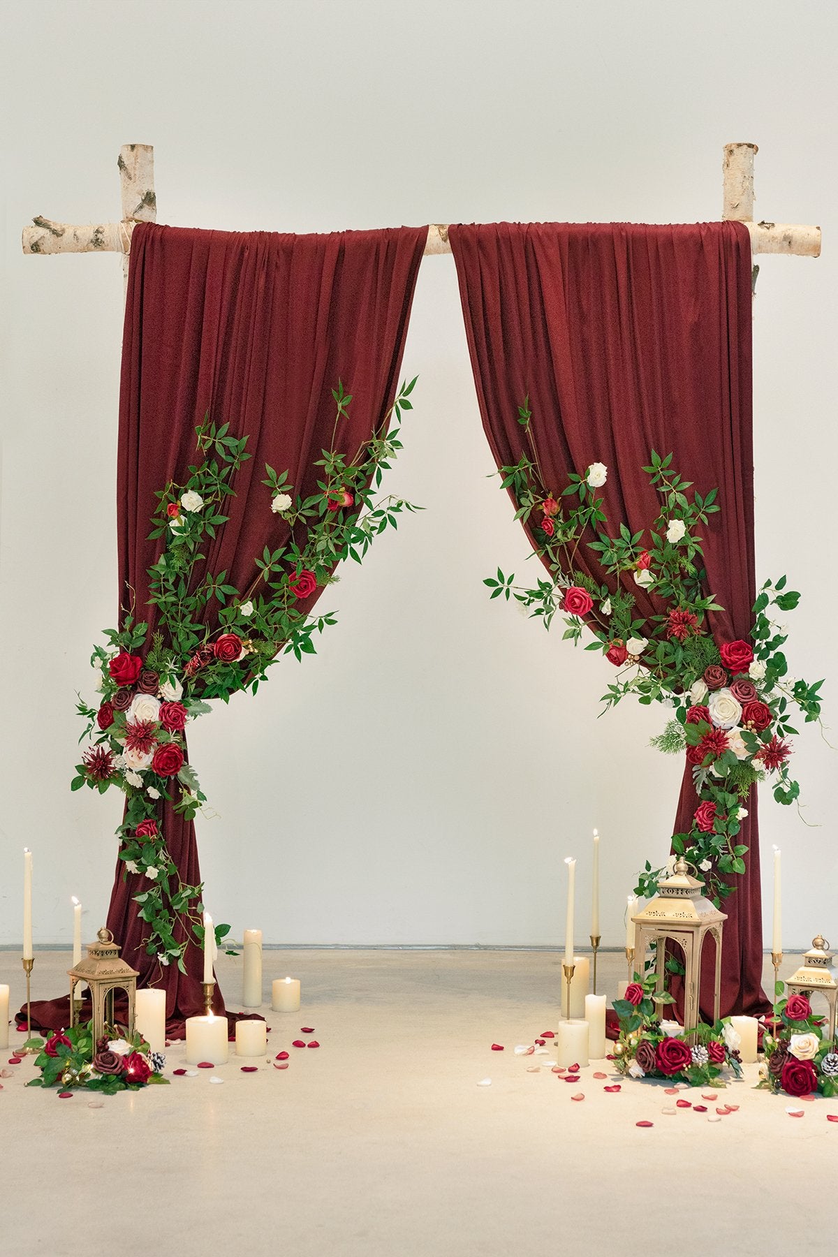 Flower Arch Décor with Fabric Drape (Set of 2) - Whimsical Christmas - lingsDev