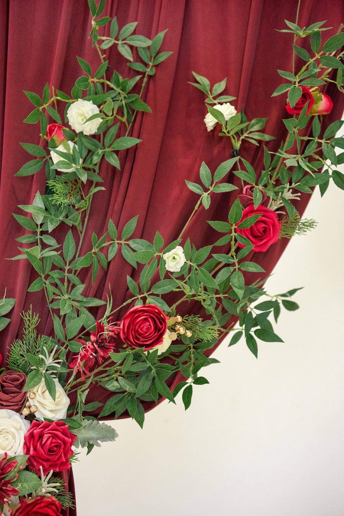 Flower Arch Décor with Fabric Drape (Set of 2) - Whimsical Christmas - lingsDev