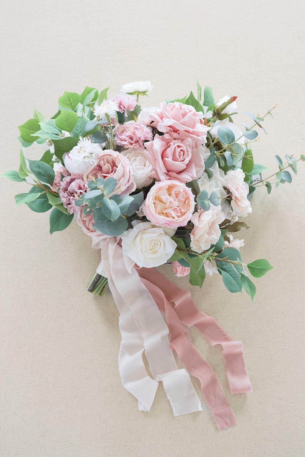 17" Bridal Bouquet - Dusty Rose & Blush - lingsDev