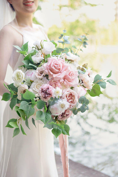 17" Bridal Bouquet - Dusty Rose & Blush - lingsDev