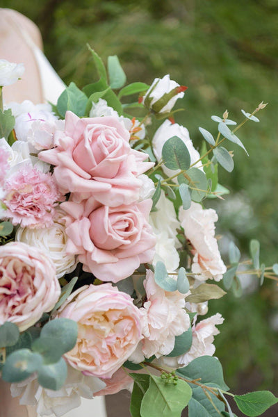 17" Bridal Bouquet - Dusty Rose & Blush - lingsDev