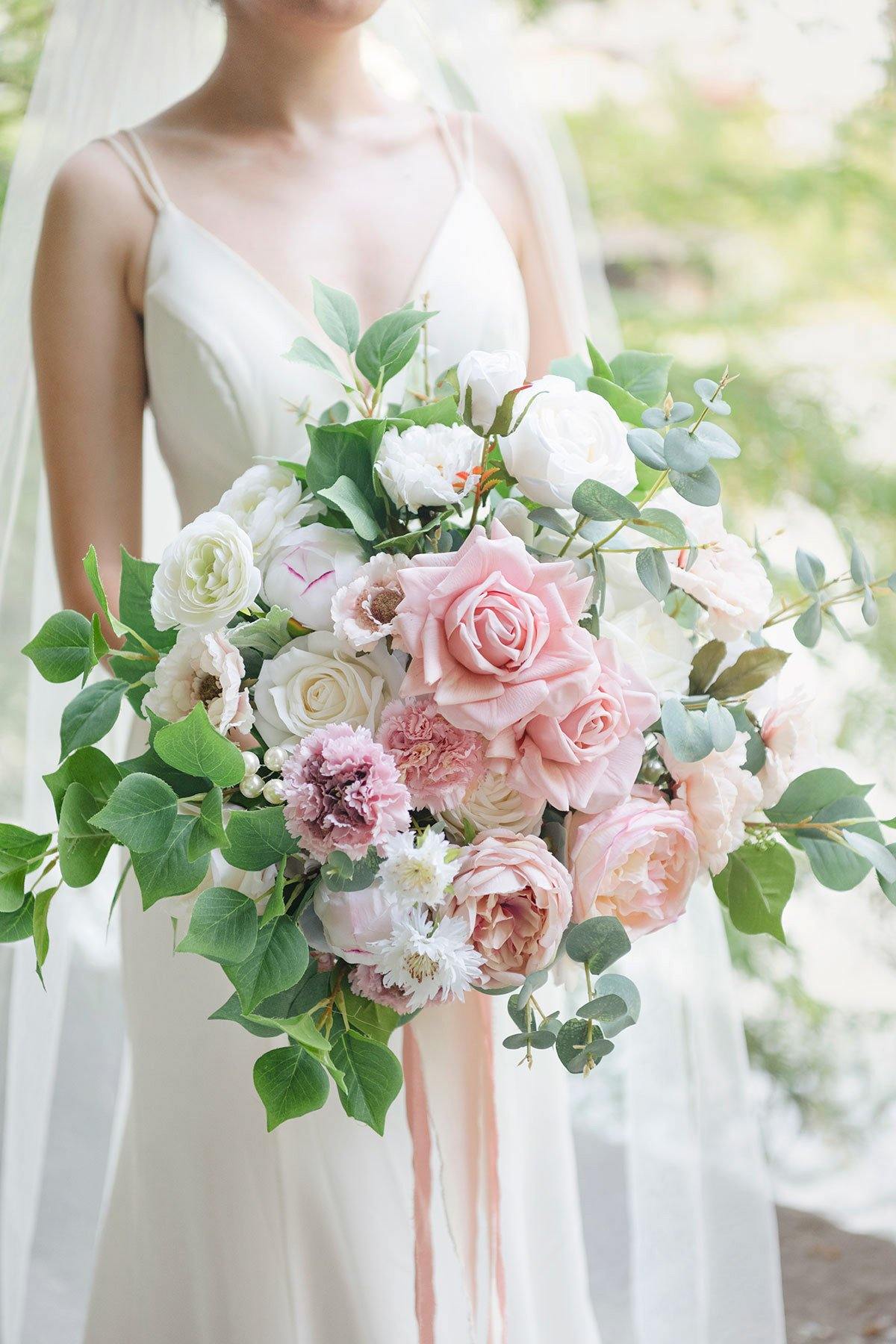 17" Bridal Bouquet - Dusty Rose & Blush - lingsDev