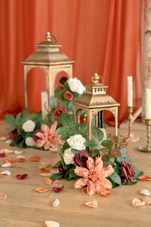 Lantern Floral Arrangements (Set of 6) - Sunset Terracotta