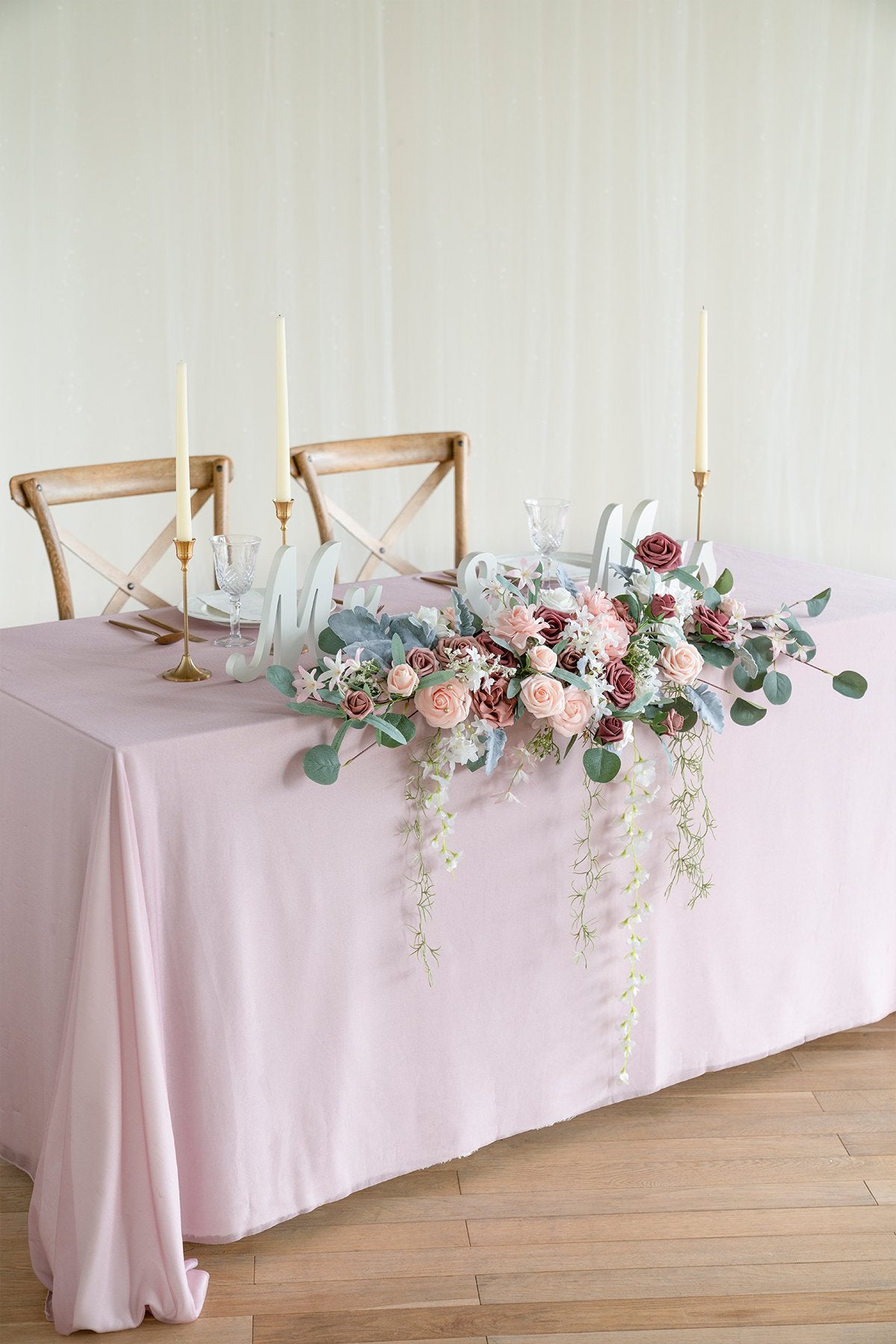 Flower Swag and Tablecloth For Sweetheart Table - Dusty Rose - lingsDev