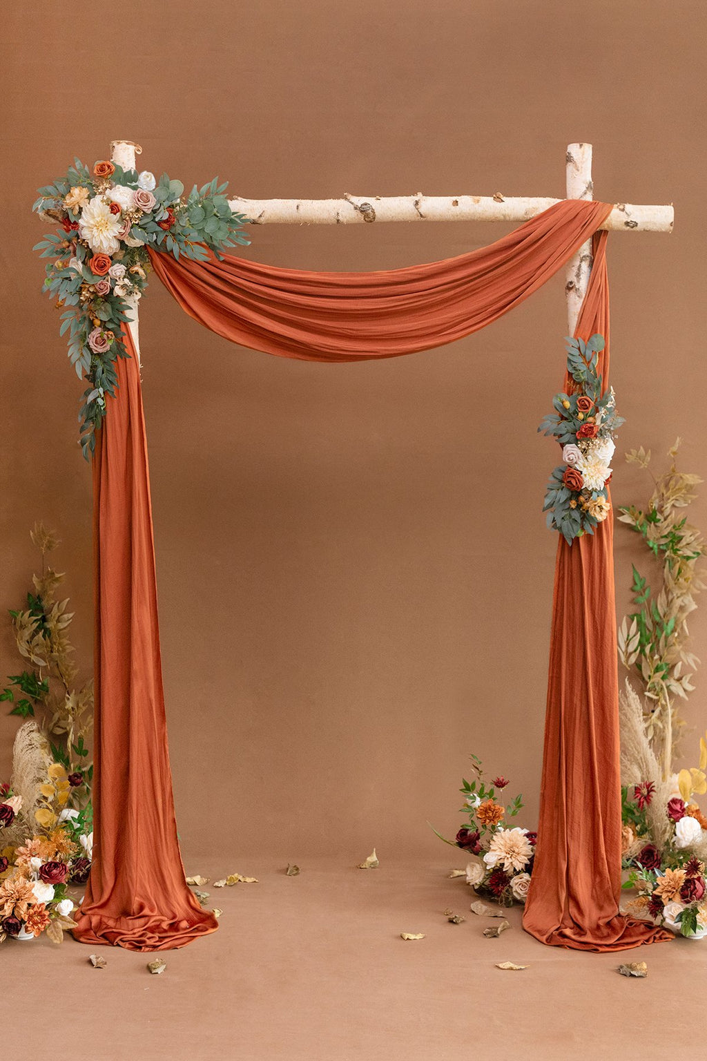 2pcs Flower Arch Décor with Polyester Drape (Pack of 3) - Fall Terracotta