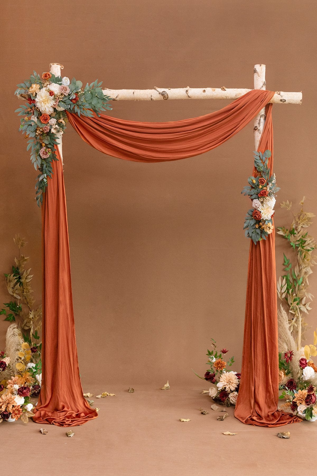 2pcs Flower Arch Décor with Polyester Drape (Pack of 3) - Fall Terracotta