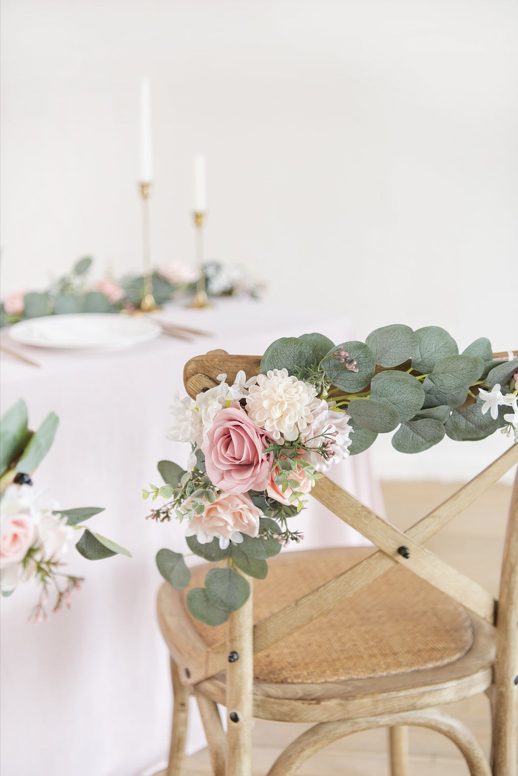 Eucalyptus Floral Chair Décor (Set of 2) - French Blush Pink - lingsDev