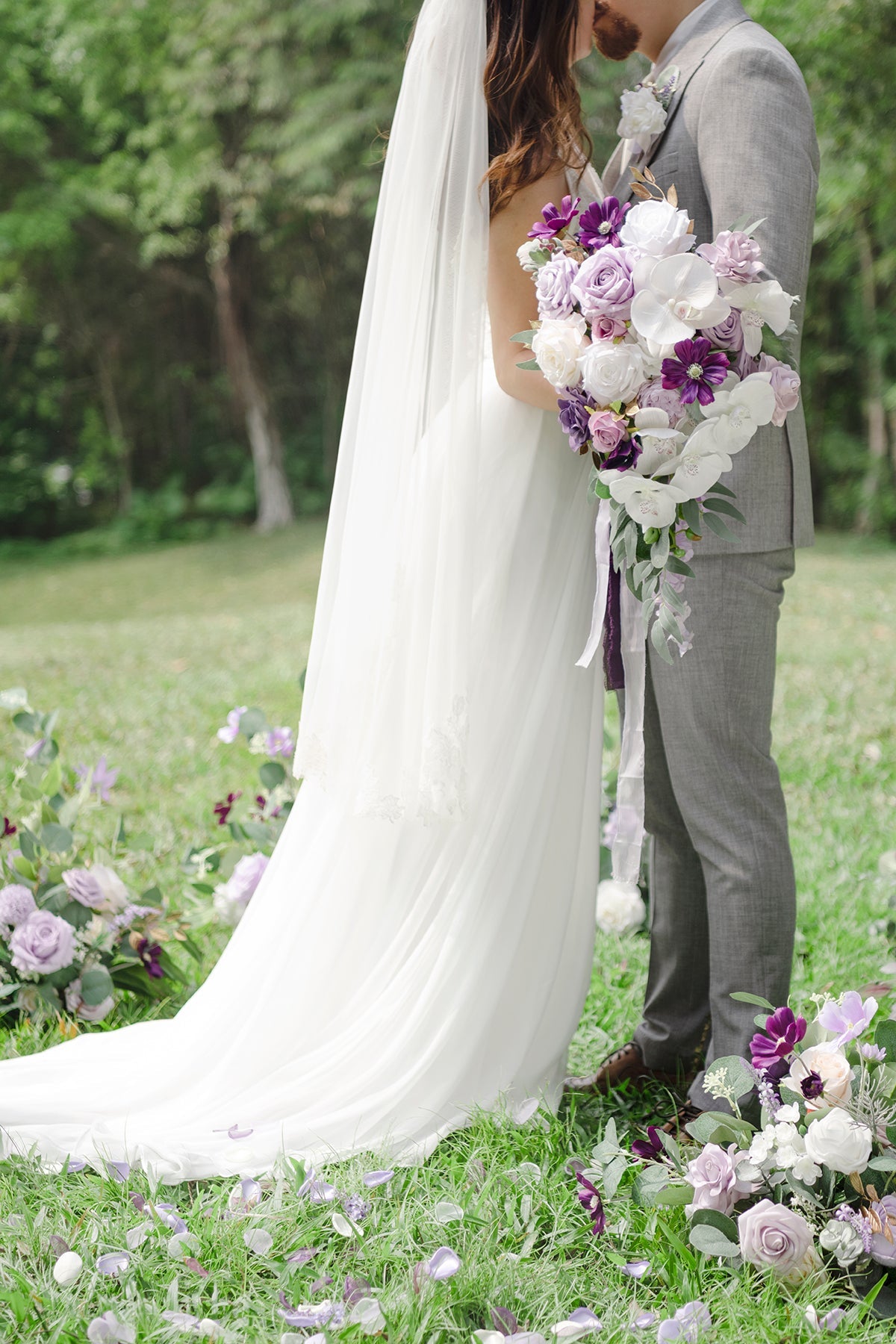 Standard Cascade Bridal Bouquet in Lilac & Gold