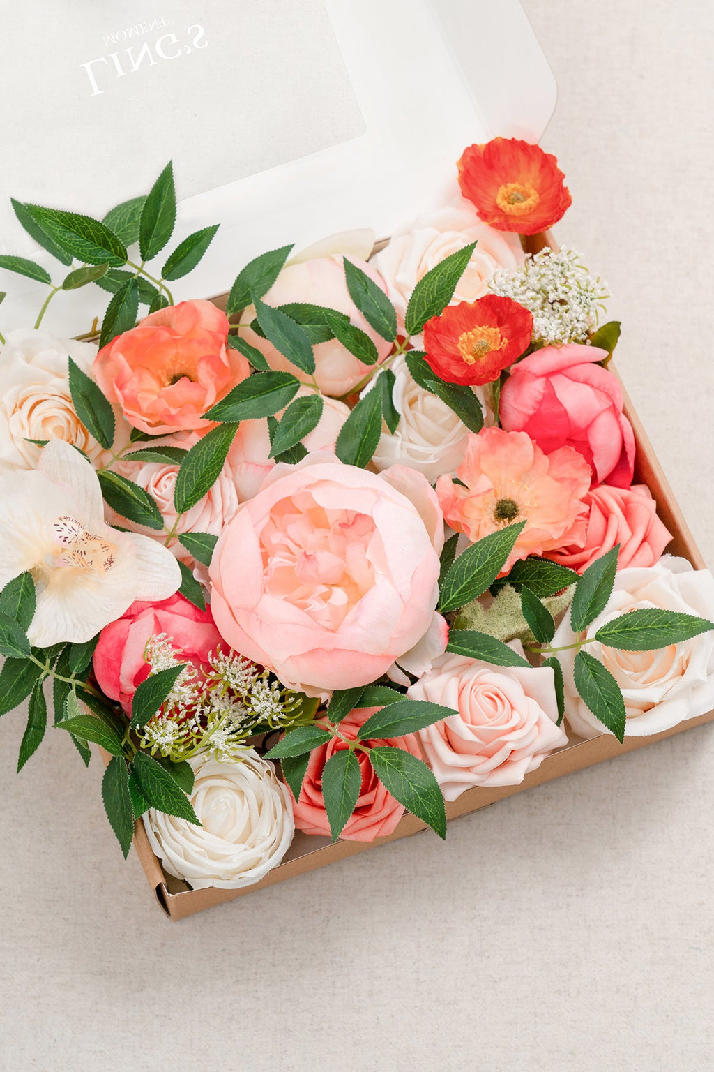 Natural Touch Peony Designer Flower Boxes
