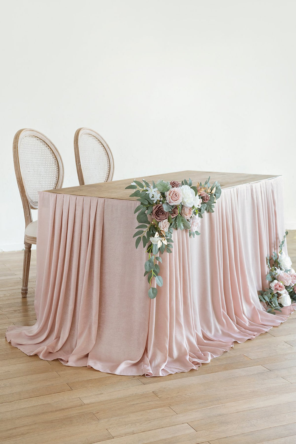Table Floral Decor with Table Skirt (Set of 3) - Dusty Rose - lingsDev