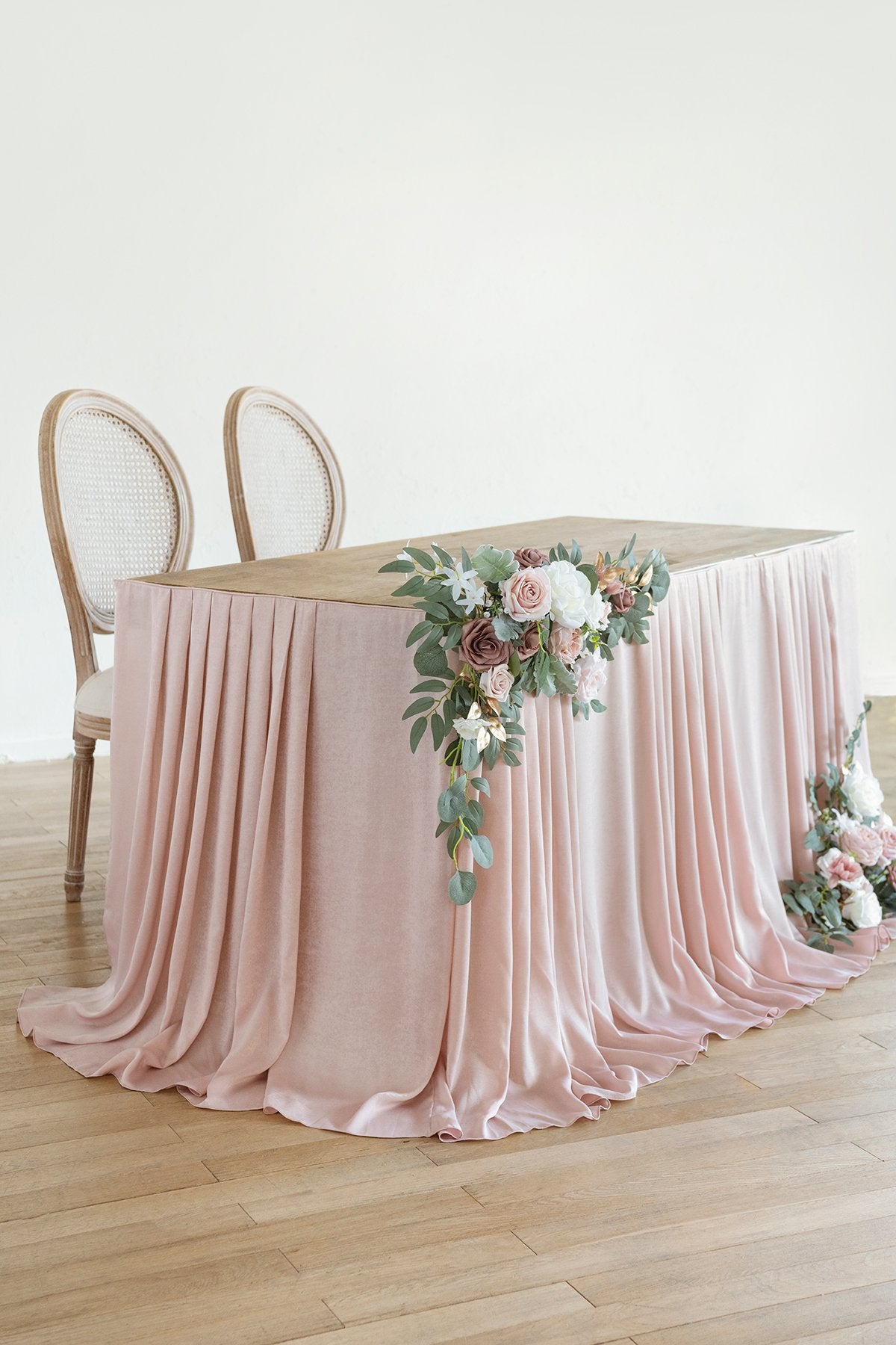 Table Floral Decor with Table Skirt (Set of 3) - Dusty Rose - lingsDev