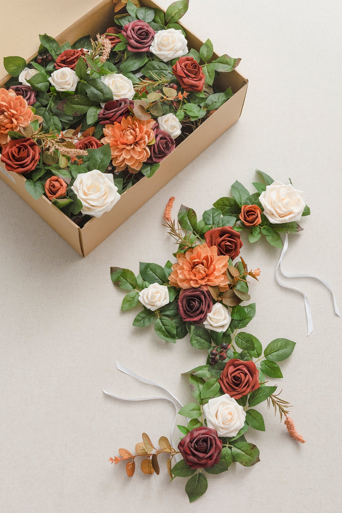 2ft Flower Garlands in Sunset Terracotta