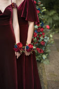 Wrist Corsages (Set of 6) - Burgundy & Navy Blue - lingsDev