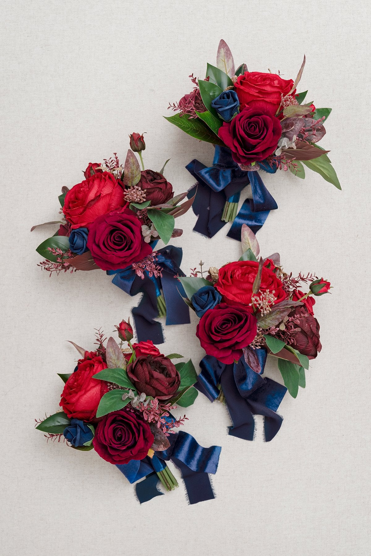 7"/9" Bridesmaid Bouquet - Burgundy & Navy Blue - lingsDev