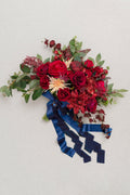 17'' Bridal Bouquet - Burgundy and Navy Blue - lingsDev