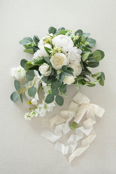 Standard Cascade Bridal Bouquet in Natural Whites