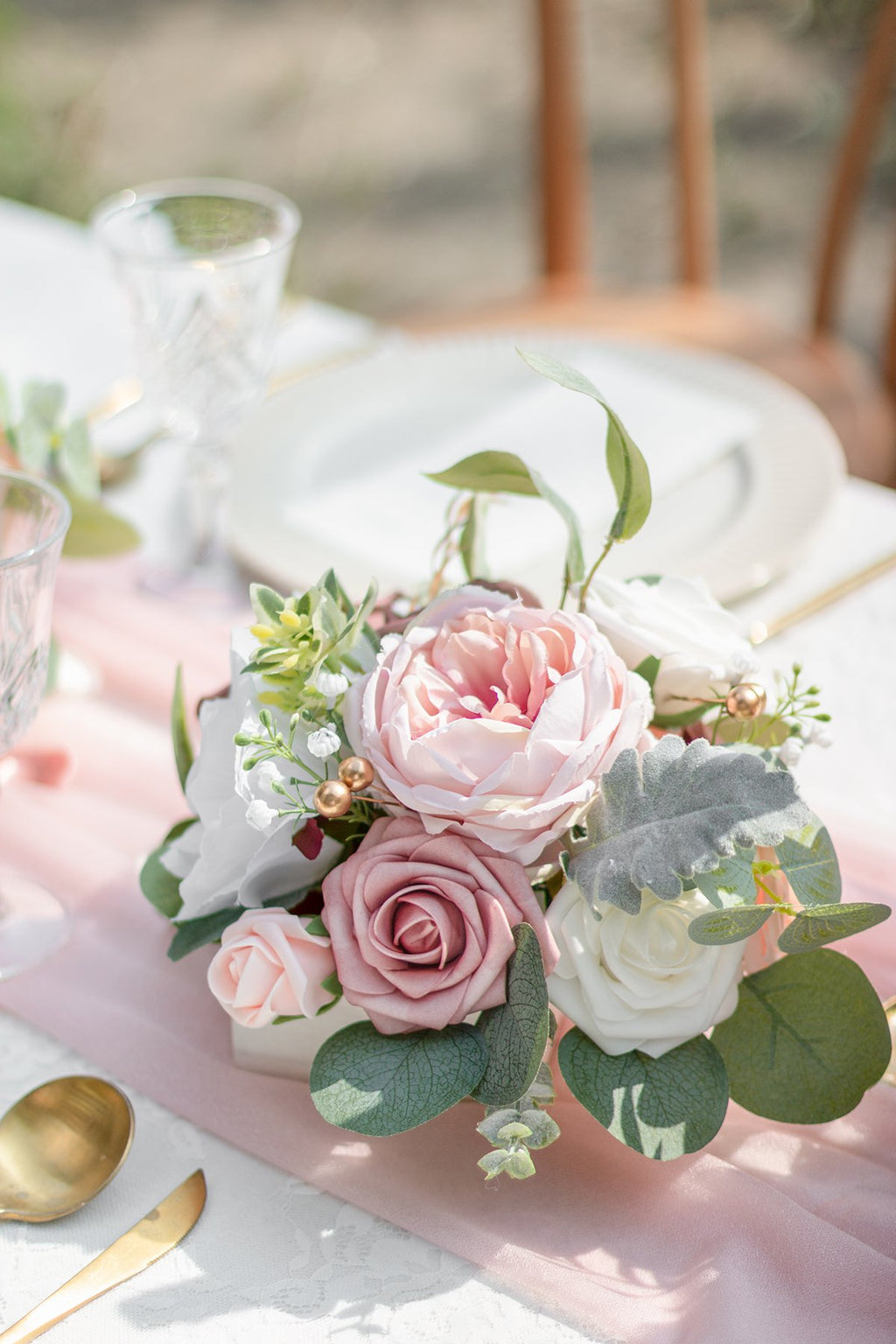 Half Moon Flower Ball Centerpiece (Set of 6) - Dusty Rose - lingsDev