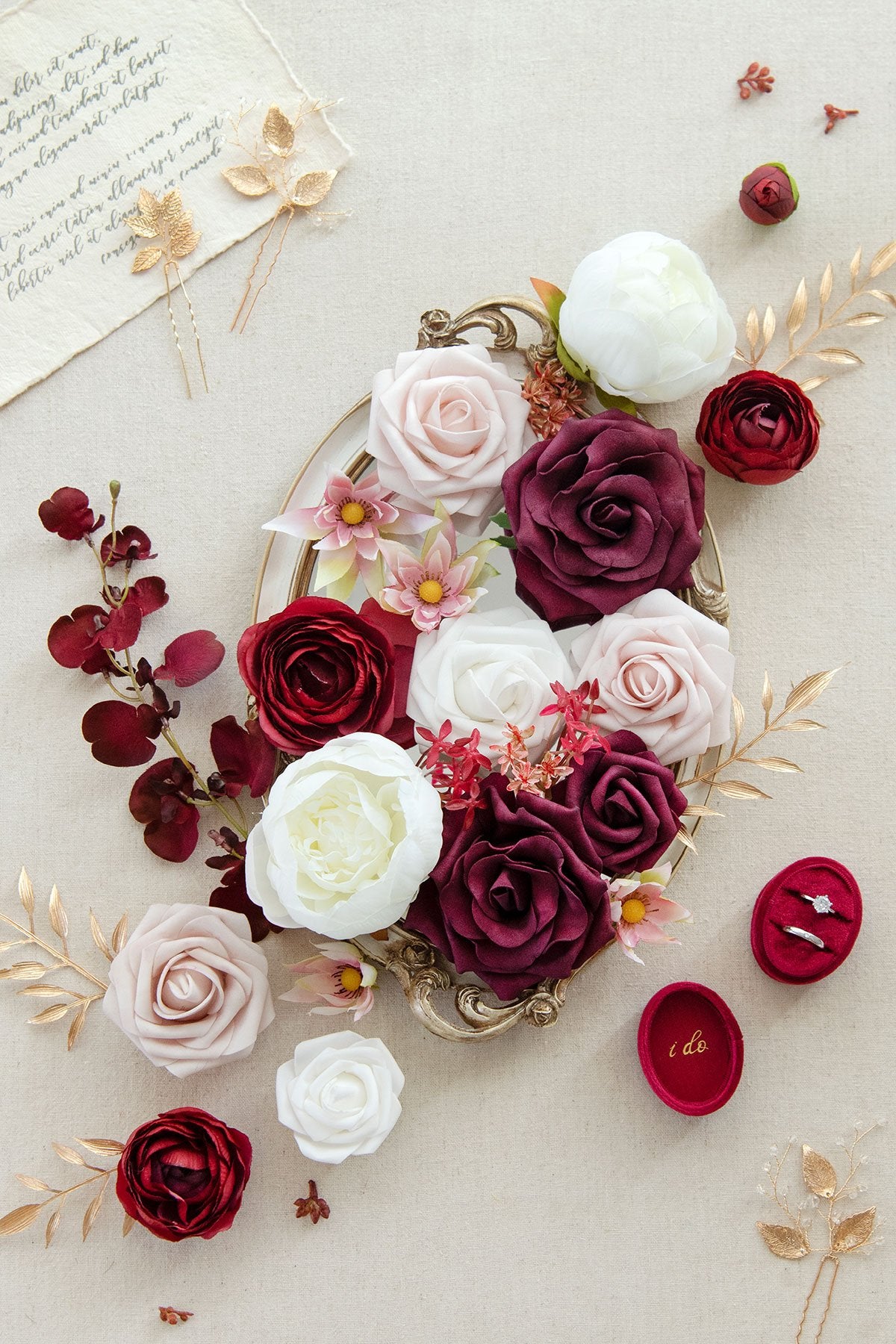 Burgundy & Marsala Flowers Box Set - 26 Styles - lingsDev
