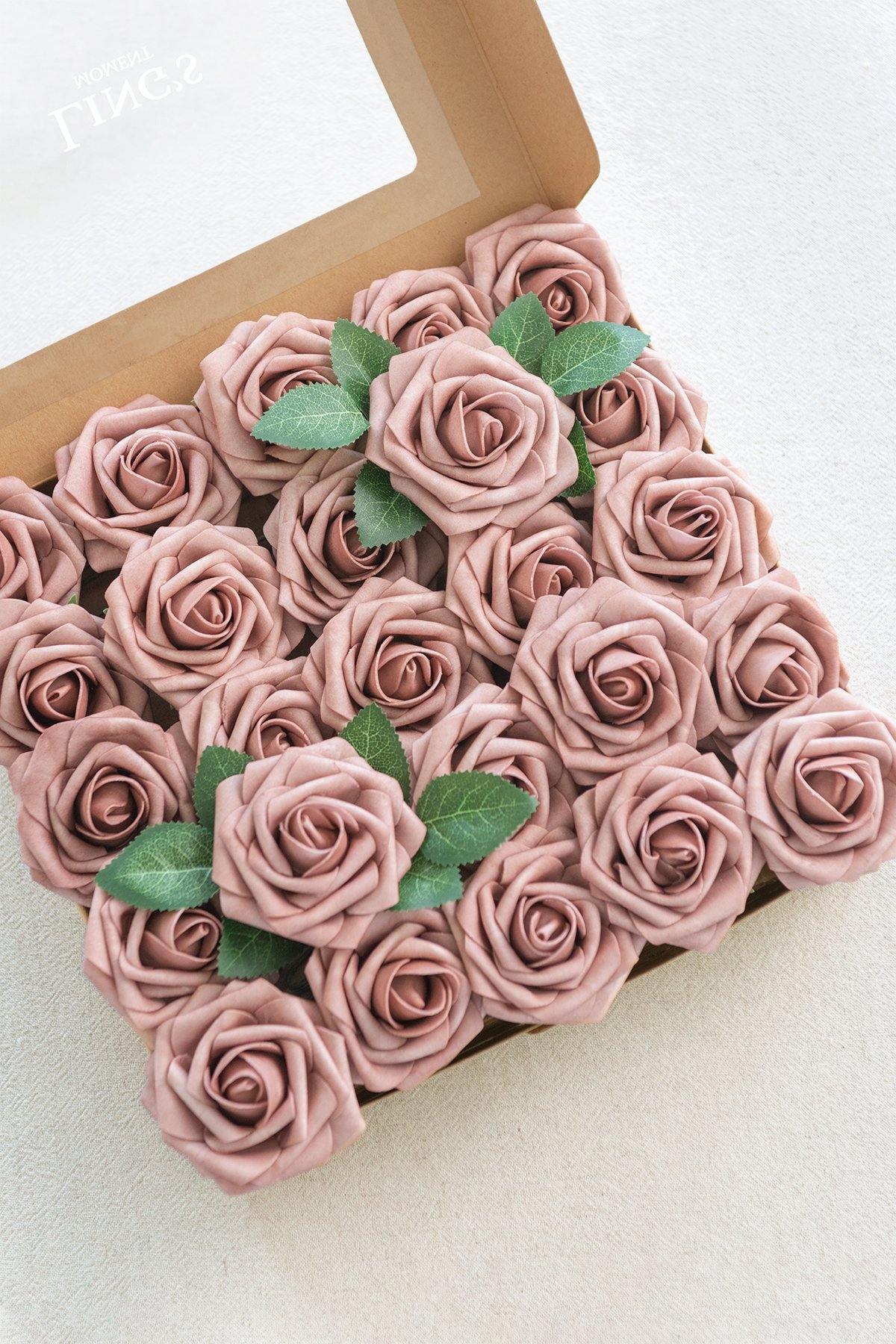 3" Foam Rose with Stem - Dusty Rose & Plum - lingsDev