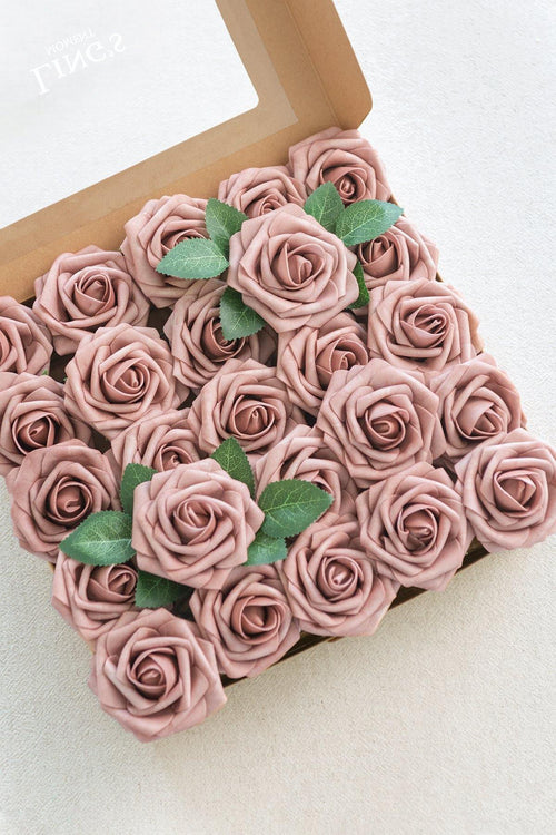 3" Foam Rose with Stem - Dusty Rose & Plum - lingsDev