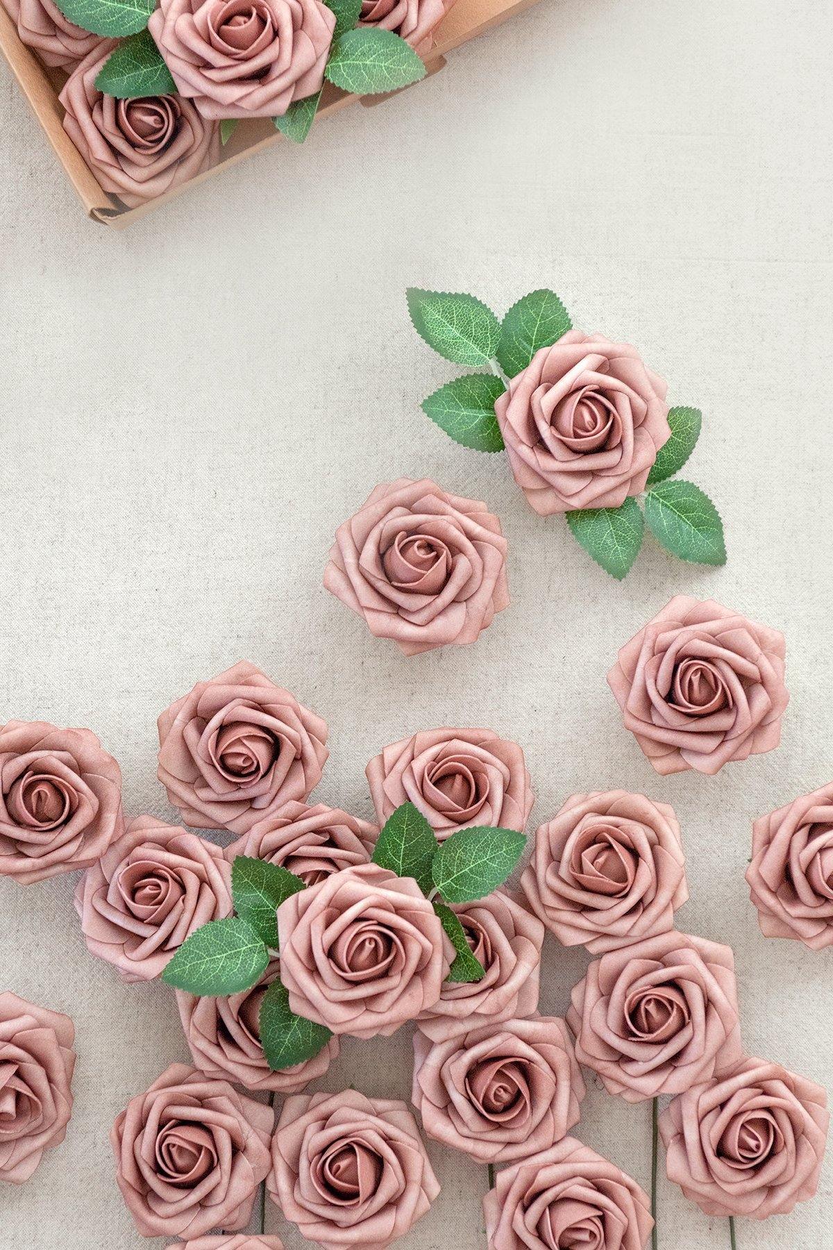 3" Foam Rose with Stem - Dusty Rose & Plum - lingsDev