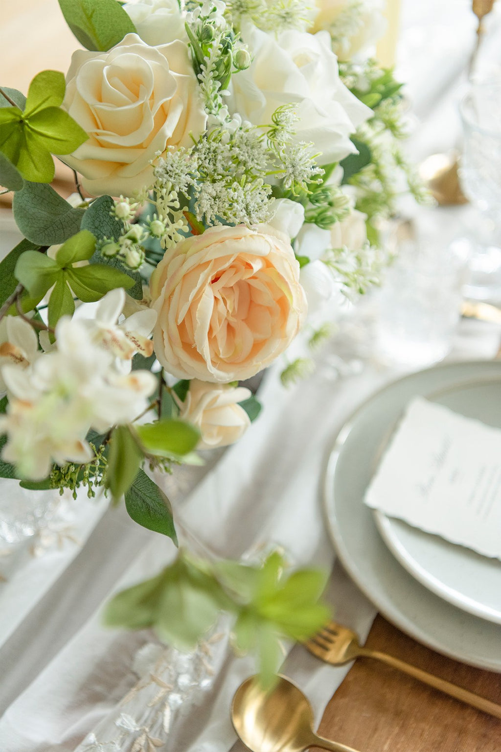 White & Beige Flowers & Greenery for DIY - lingsDev