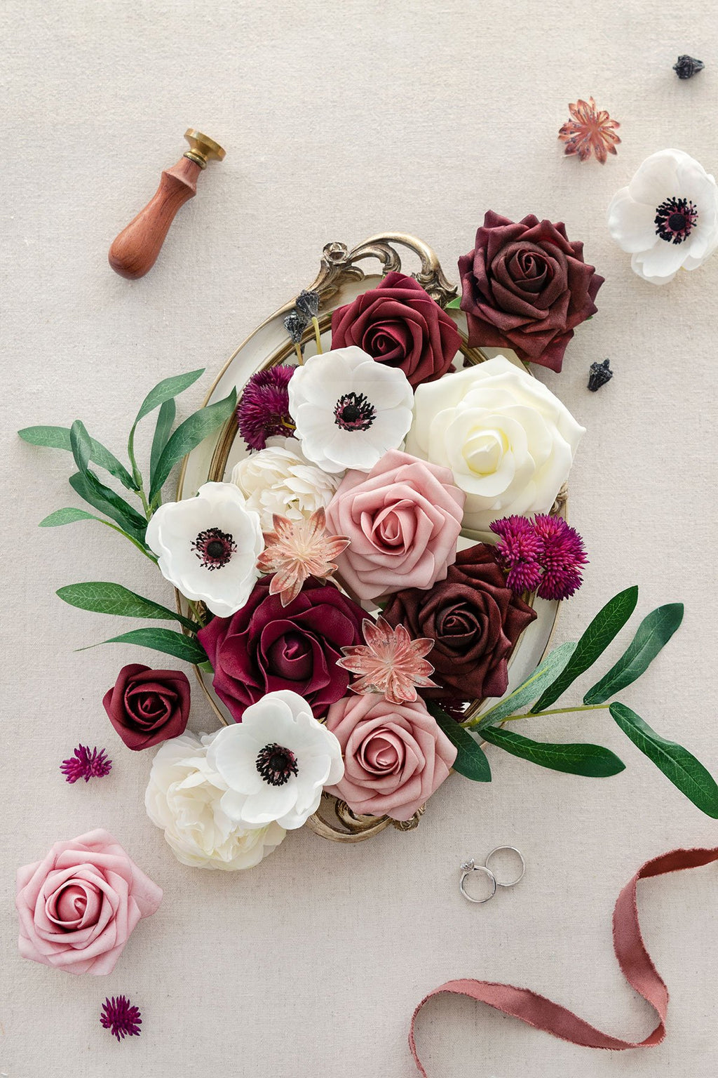 Burgundy & Marsala Flowers Box Set - 26 Styles - lingsDev