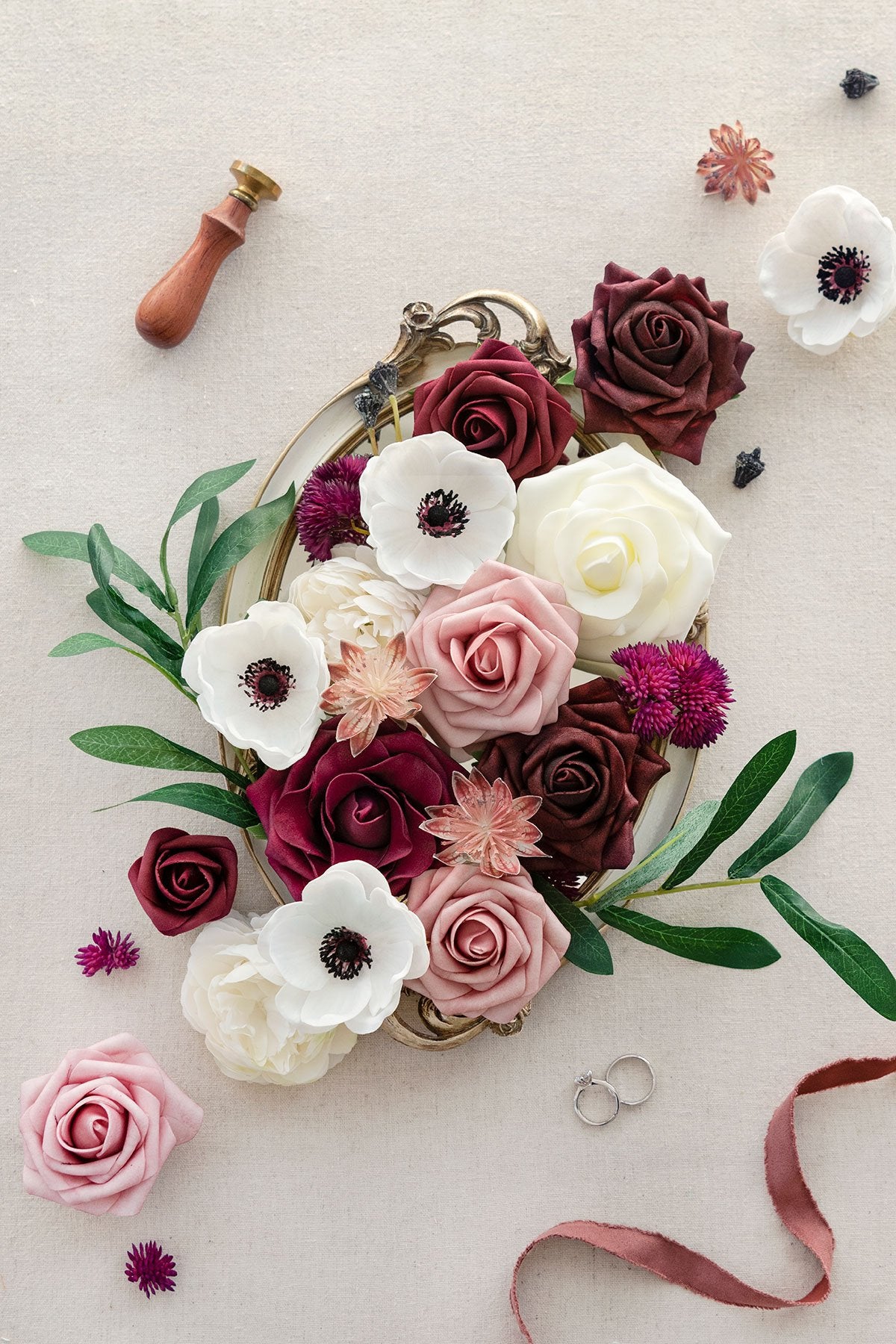 Burgundy & Marsala Flowers Box Set - 26 Styles - lingsDev