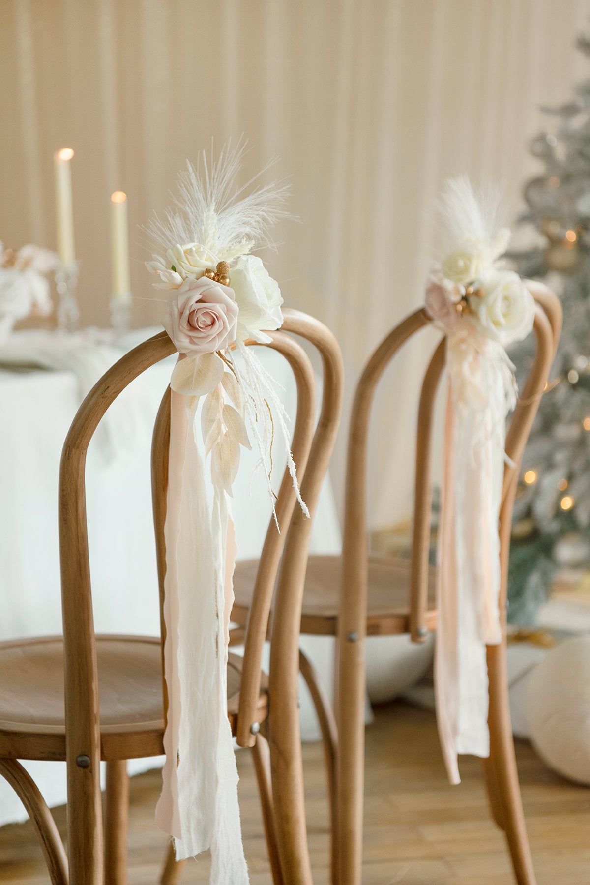 Wedding Aisle Decoration Pew Flowers (Set of 8) - White & Beige - lingsDev