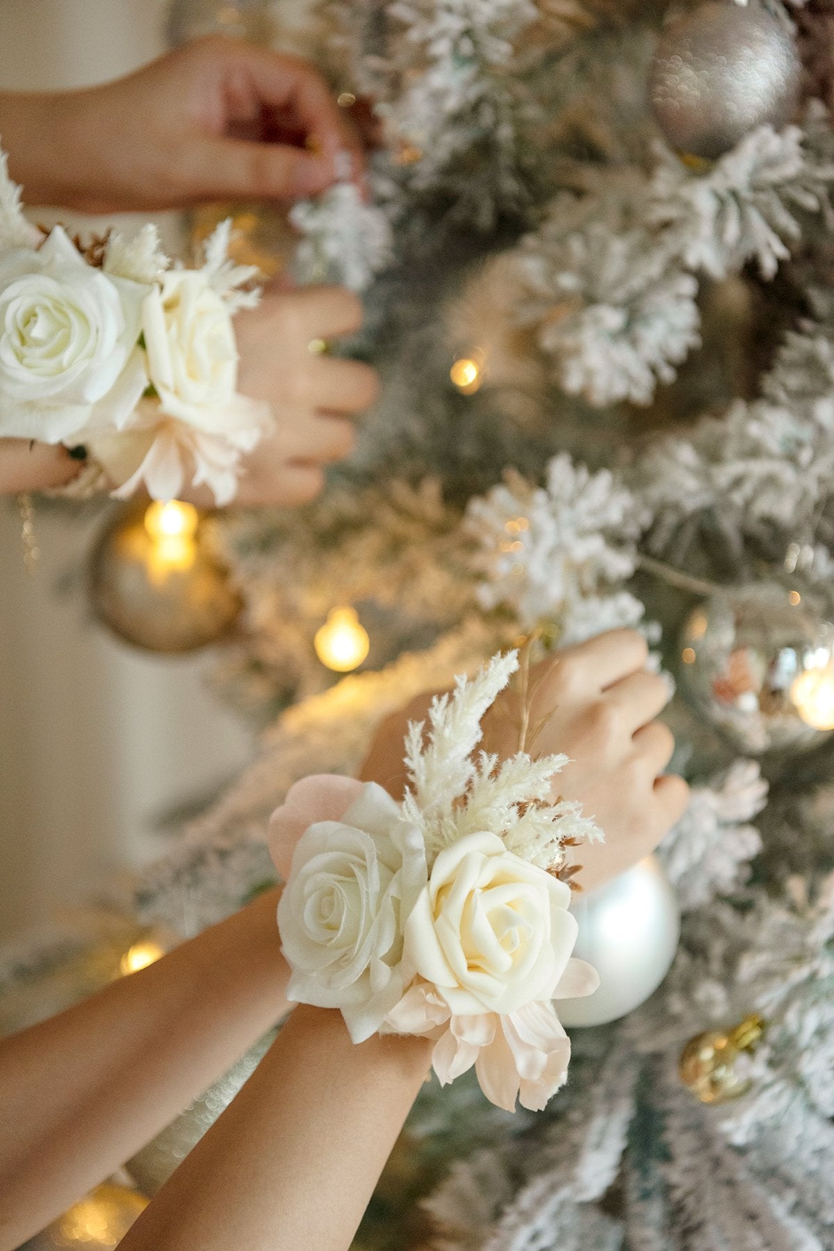 Wrist Corsages (Set of 6) - White & Beige - lingsDev